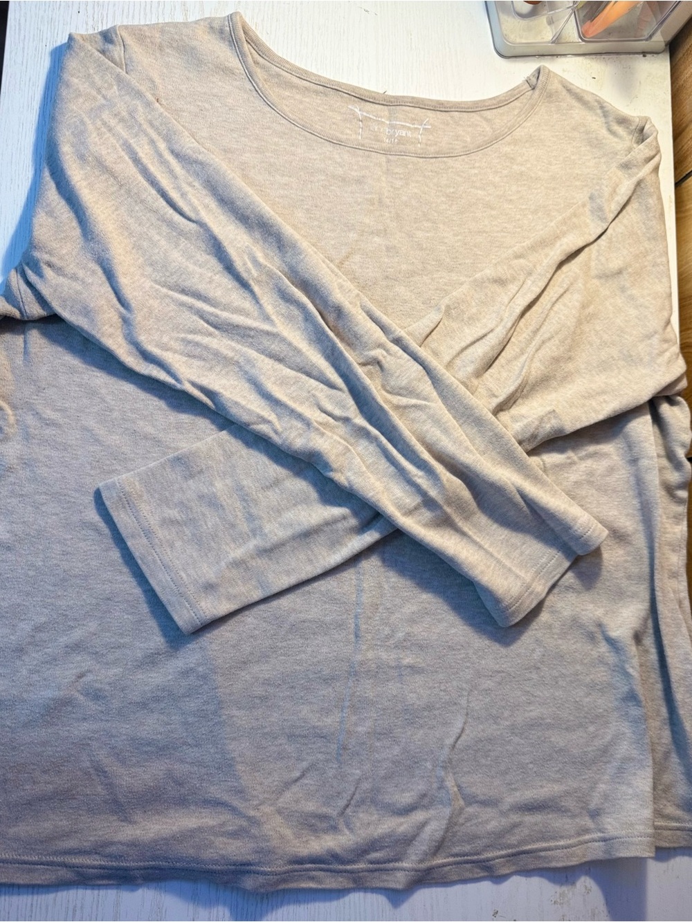 Light Beige Long-Sleeve Crewneck Shirt for Woman